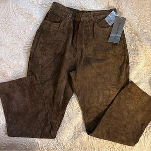 Brandon Thomas Women's Suede Pants in Deep Brown